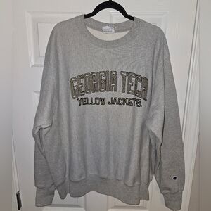 Georgia Tech Yellow Jackets Champion Reverse Weave Gray Crewneck Sweatshirt XL